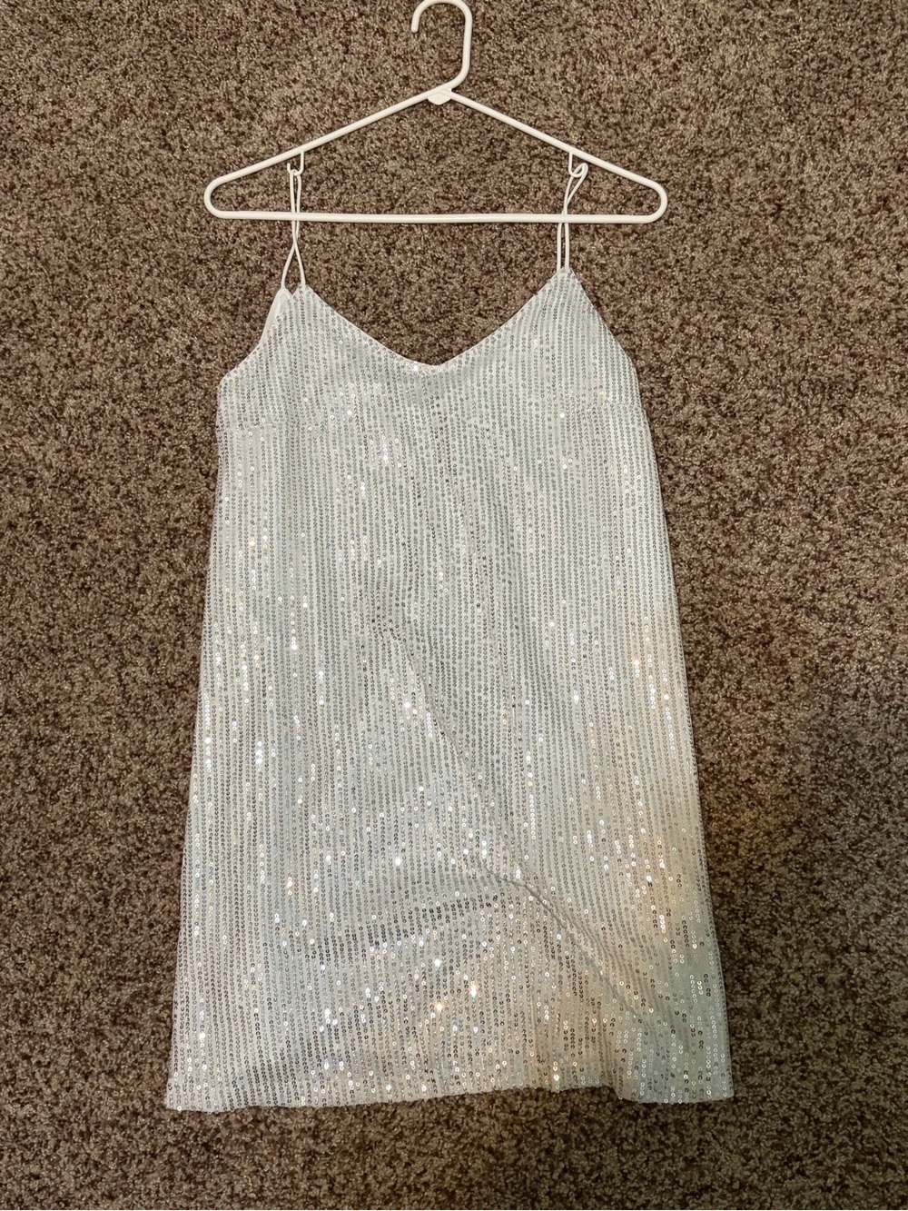 SHEIN Silver Sequin Mini Slip Dress